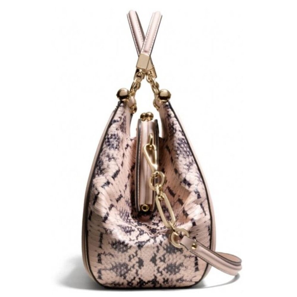 Coach Coach Blush Pink Python Embossed Leather Madison Pinnacle Carrie Tote - Picture 9 of 13